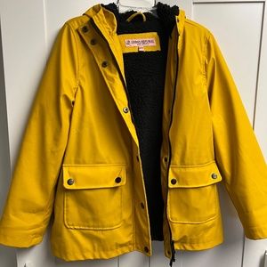 Urban Republic Girls Yellow Winter Coat Black Sherpa fur-lined Size Medium 10/12
